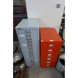 A Bisley metal filing cabinet and one other