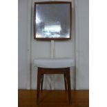 A teak stool and a teak mirror