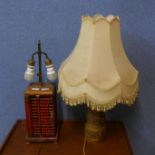 An abacus based table lamp and gilt table lamp