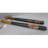 Two Victorian Police truncheons