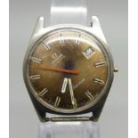 A gentlemen's Omega Geneve date wristwatch, a/f and lacking crown