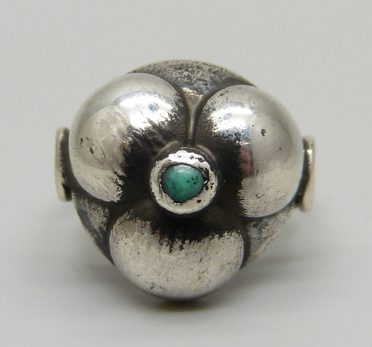 A Polish Arts and Crafts silver and turquoise ring, J