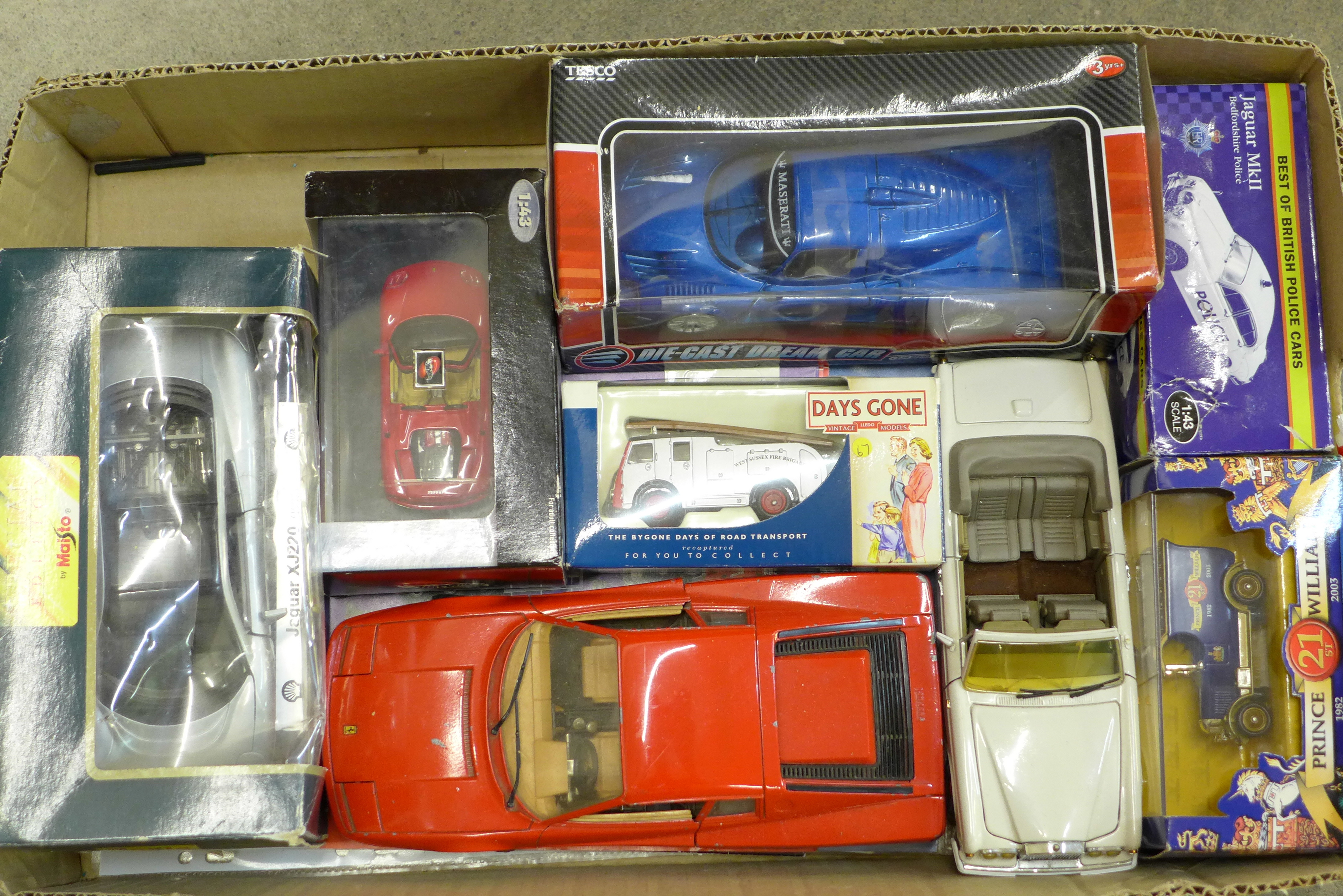 A collection of modal vehicles, some boxed