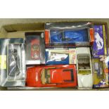 A collection of modal vehicles, some boxed