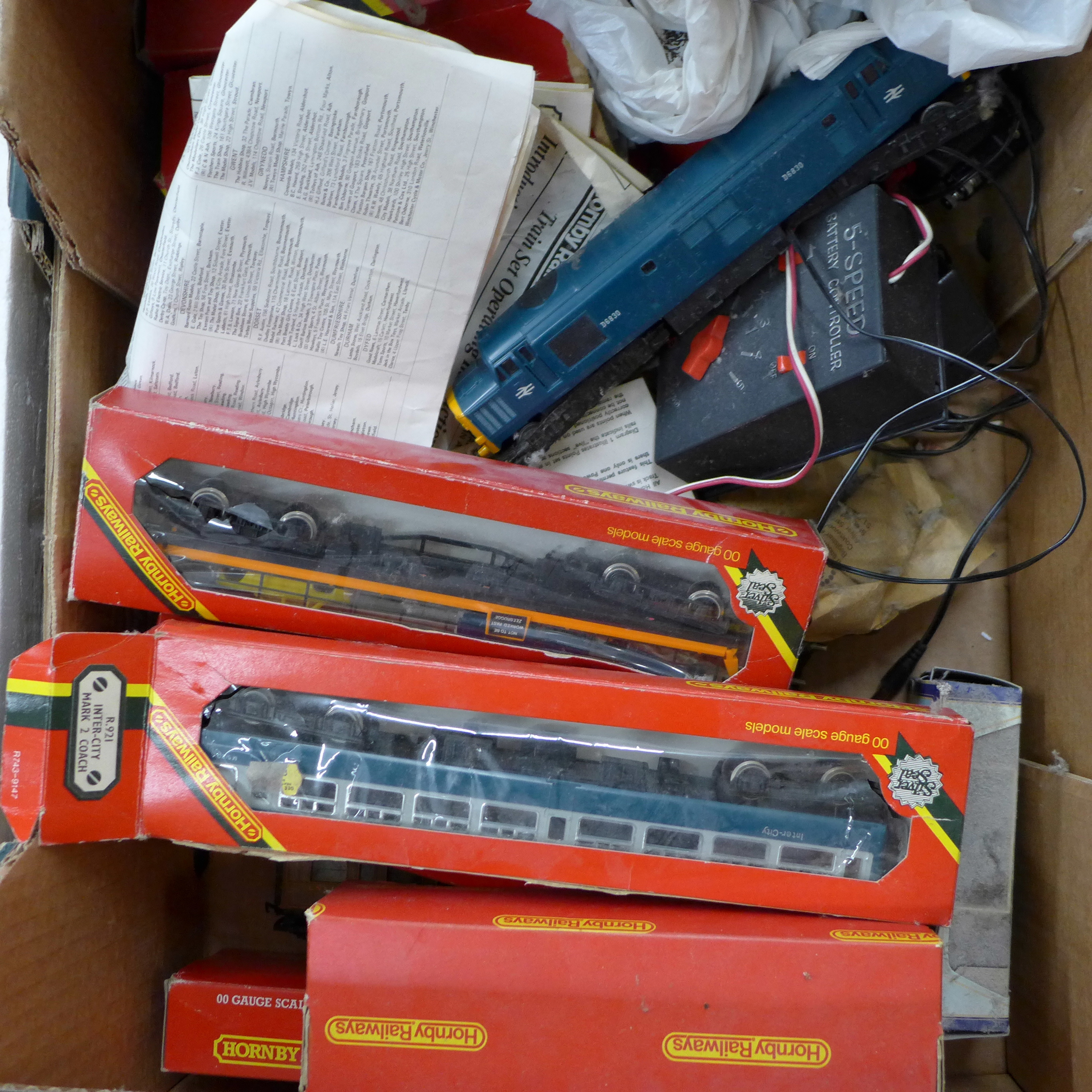 A Hornby The Rover train set, one other part train set, a box of model rail and a box of die-cast - Image 2 of 4