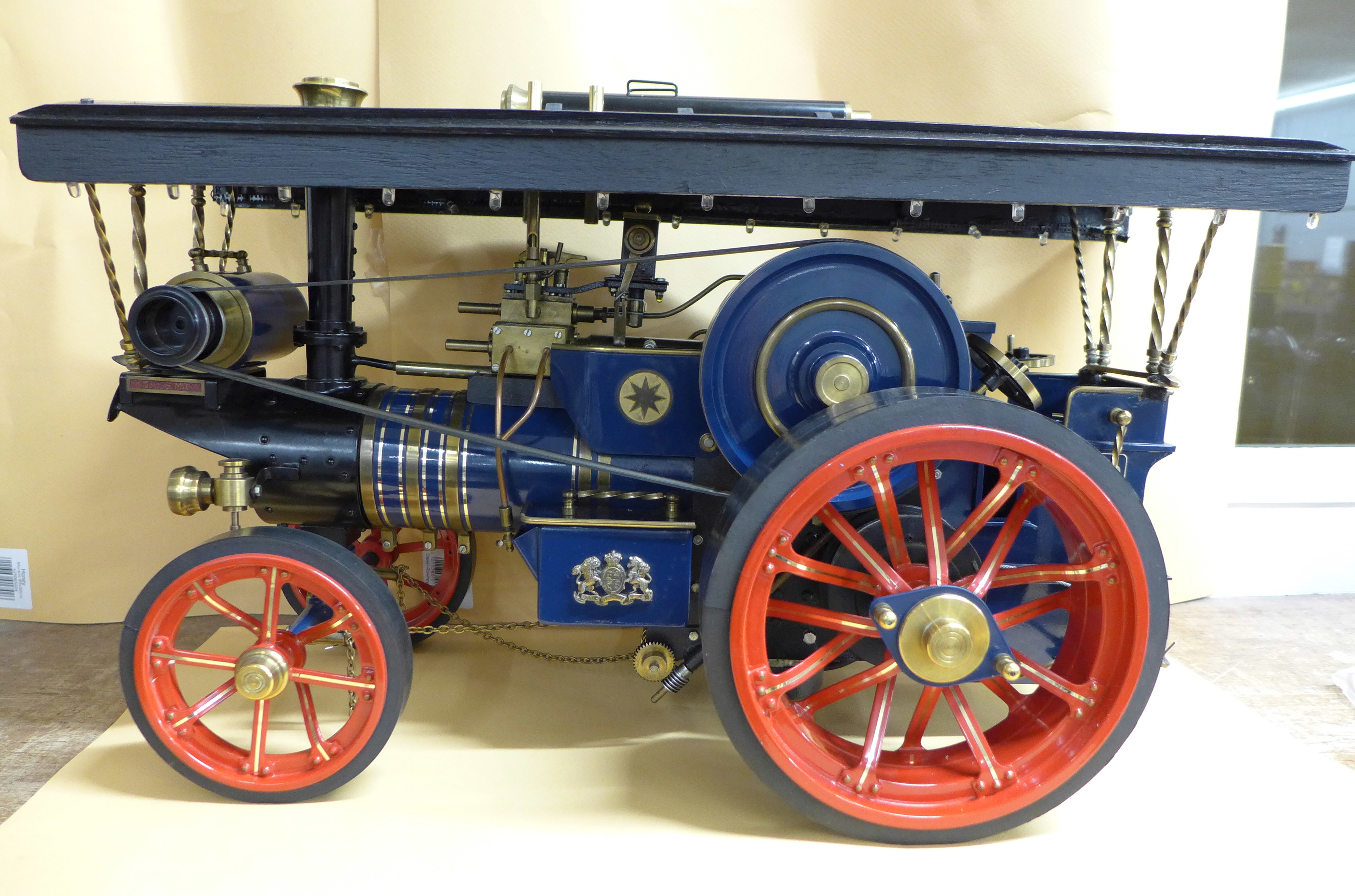 A 1/10th scale live steam model of a Burrell Showman's Traction Engine, by Markie Models, 1999,