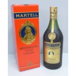 A bottle of Martell cognac, boxed