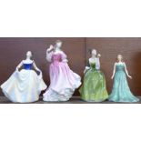 Four Royal Doulton ladies; Fleur, Lisa, Lauren and Emerald