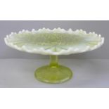 A milk glass cake stand