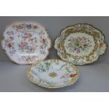 Three antique plates; 1850's Minton, circa 1835 Charles Meigh and one other