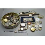 Assorted wristwatches including one with diamond set dial