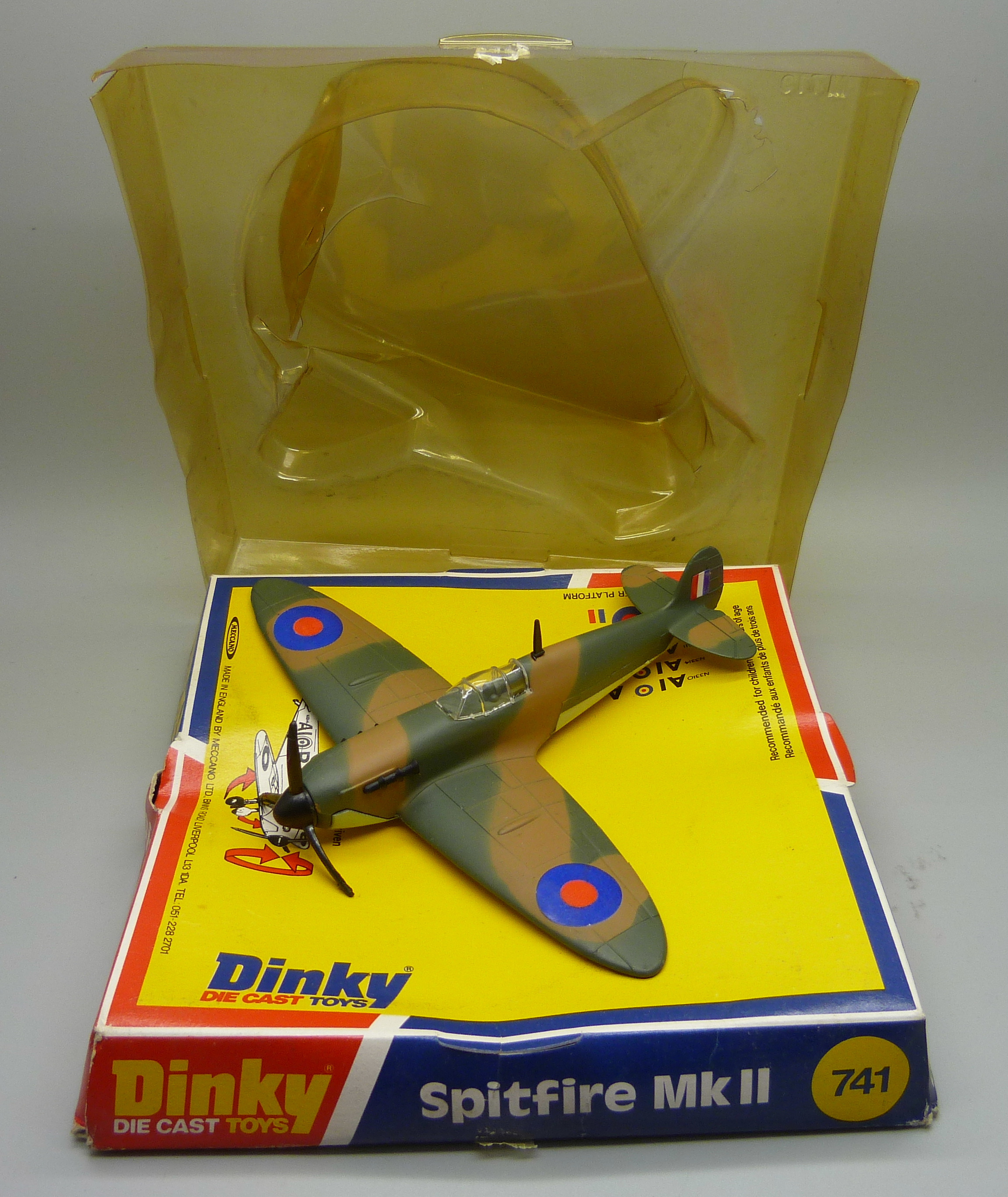 A Dinky Toys 741 model Spitfire Mk II in original box