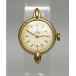 A lady's 9ct gold Tudor wristwatch, back inscribed made for Rolex, gross weight 4g including glass