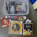 Elvis collectables; two Life Publications, Your Guide to Elvis, wall clock, singing and dancing