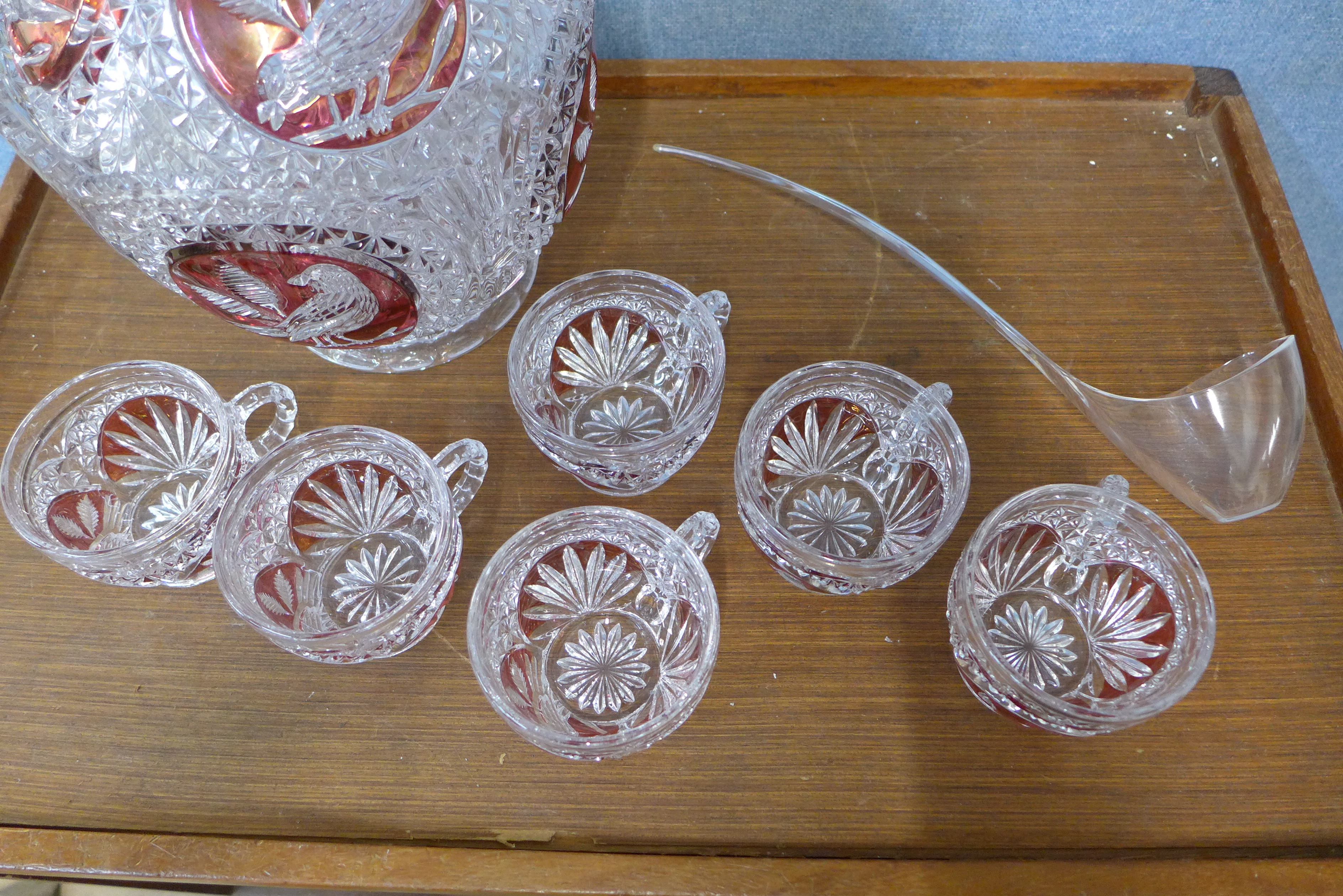 A Bohemian glass punch bowl and glasses - Image 3 of 3