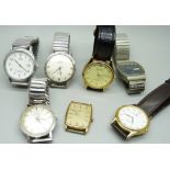 A collection of gentleman's wristwatches including Lorus, Walker & Hall, Sekonda and Rotary, (7)