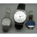 Three Skagen wristwatches