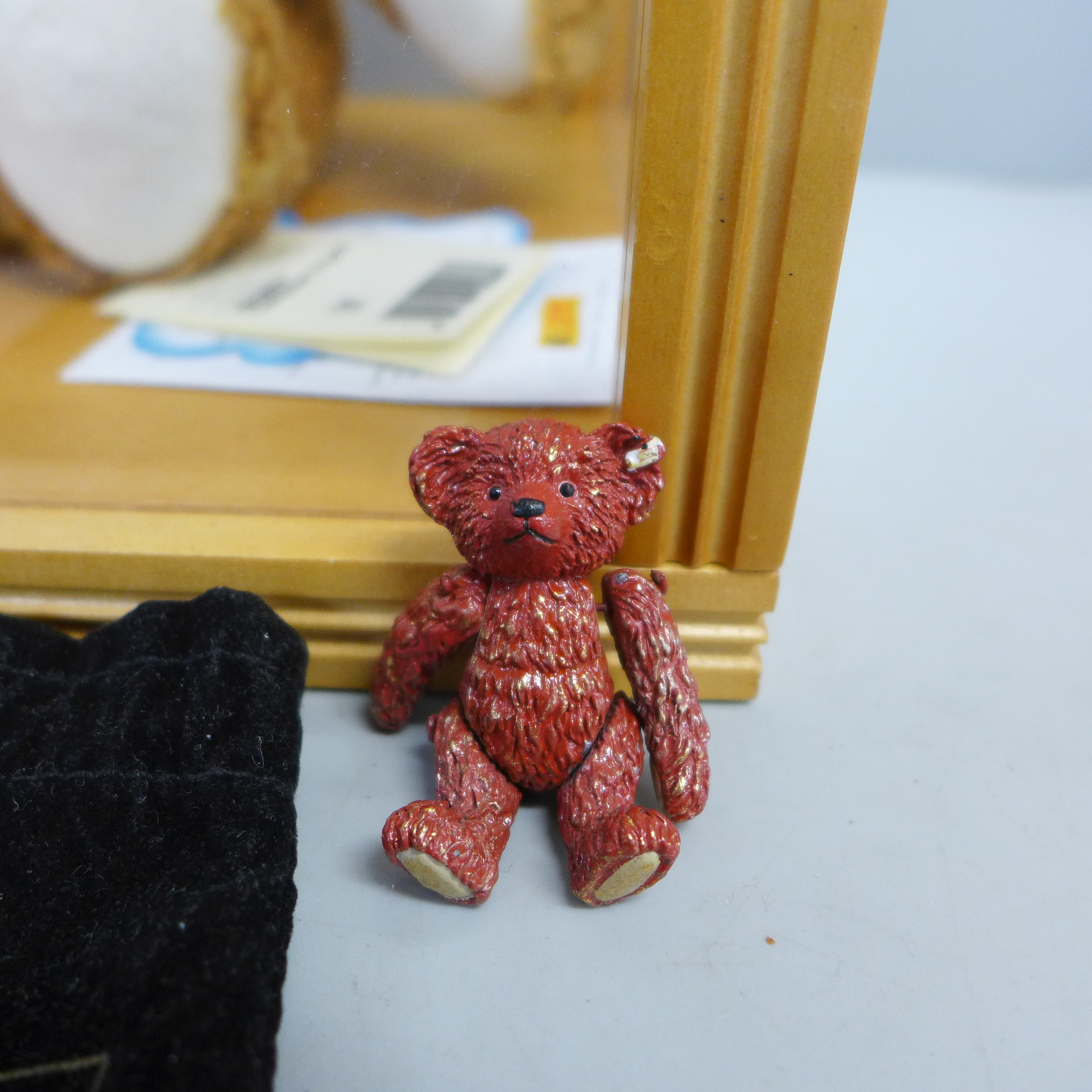 A Steiff Cosy Friends bear in display box and a miniature metal bear - Image 2 of 3