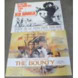 Six film quad posters, Kid Rodeco, Drums of Africa, The Legend of Frenchie King, The Bounty, etc.