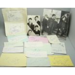 Pop autographs including Billy Fury, Duane Eddy, Swinging Blue Jeans, Cilla Black, etc.