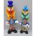 Two Murano glass clowns