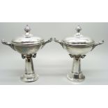 Two silver lidded bon-bon dishes, London and Sheffield marks, total weight 269g