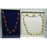 A Danbury Mint necklace and a Misaki pearl and gold stone necklace