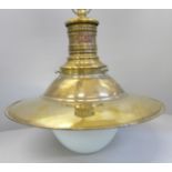 An early 20th Century London Brighton and South Coast Railway station lamp, brass with original