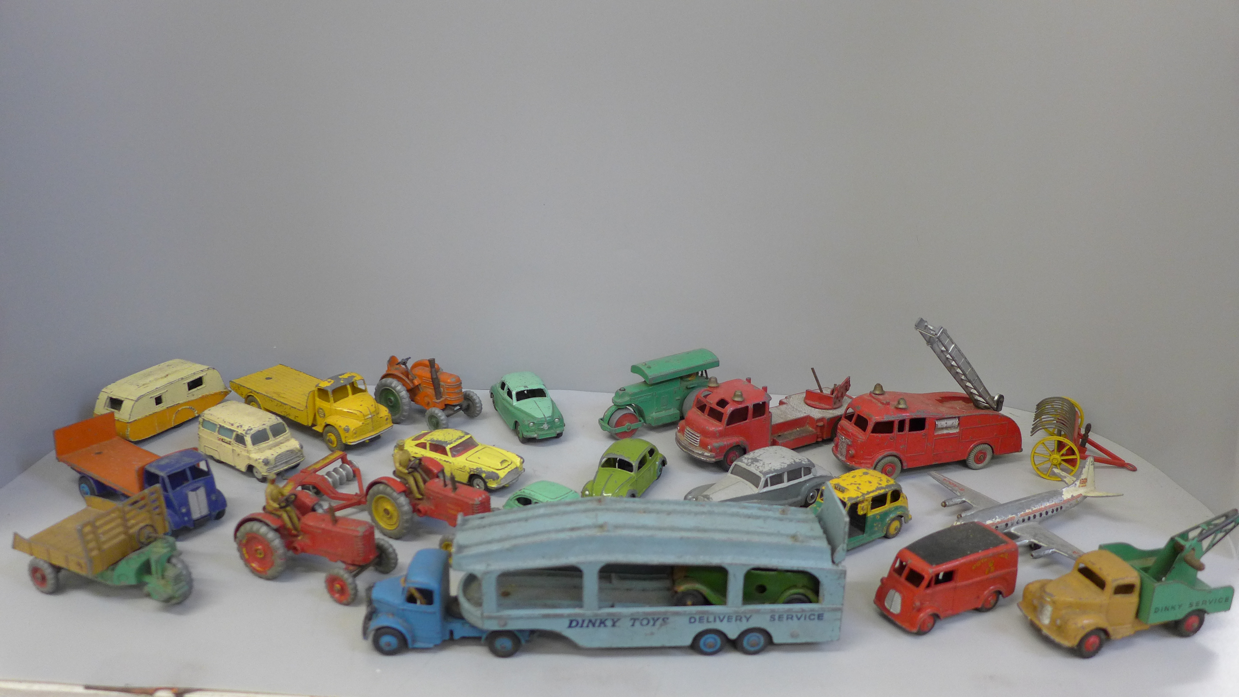 A collection of Dinky Toys and Dinky Supertoys including Carrimore Car Transporter, Rolls Royce,