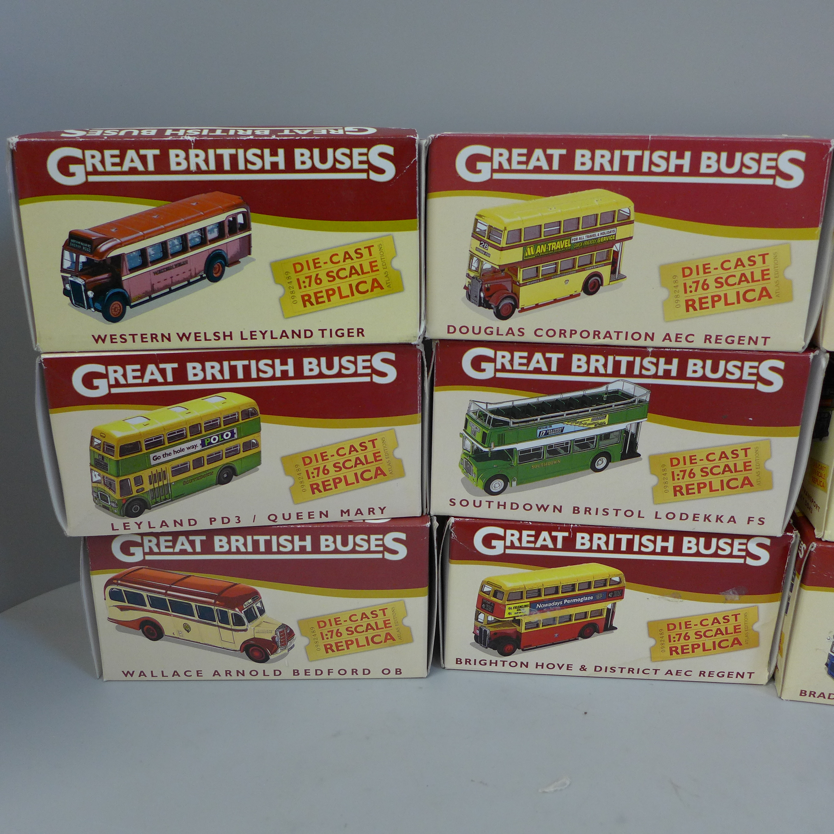 Atlas Editions set of twelve 1:76 scale replica model buses, boxed - Image 2 of 3