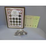 A 1981 Royal Wedding coin collection with Certificates of Authenticity, four crowns and a bag of