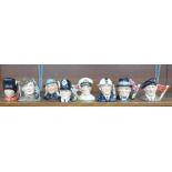 Eight Royal Doulton character jugs, military and police themed, including ARP Warden, Home Guard and