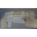 Assorted 18th and 19th Century ephemera, mainly legal documents including indentures from 1719