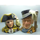 Two Royal Doulton character jugs, Mr Micawber and Vice-Admiral Lord Nelson
