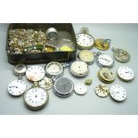 Pocket watch spares including a quantity of unused winders, etc.
