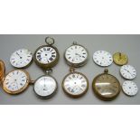 Pocket watches, a stop watch and movements