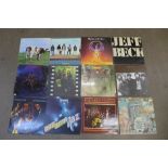 Twelve rock LP records from 1960s/70s including Pink Floyd, Cream, etc.