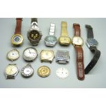 A collection of watches, mainly manual wristwatches