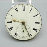A fusee pocket watch movement with diamond end stone by Litherland, Davies & Co., Liverpool