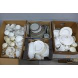 Two boxes of Royal Doulton Adrian pattern dinner and teawares and two boxes of mixed china **