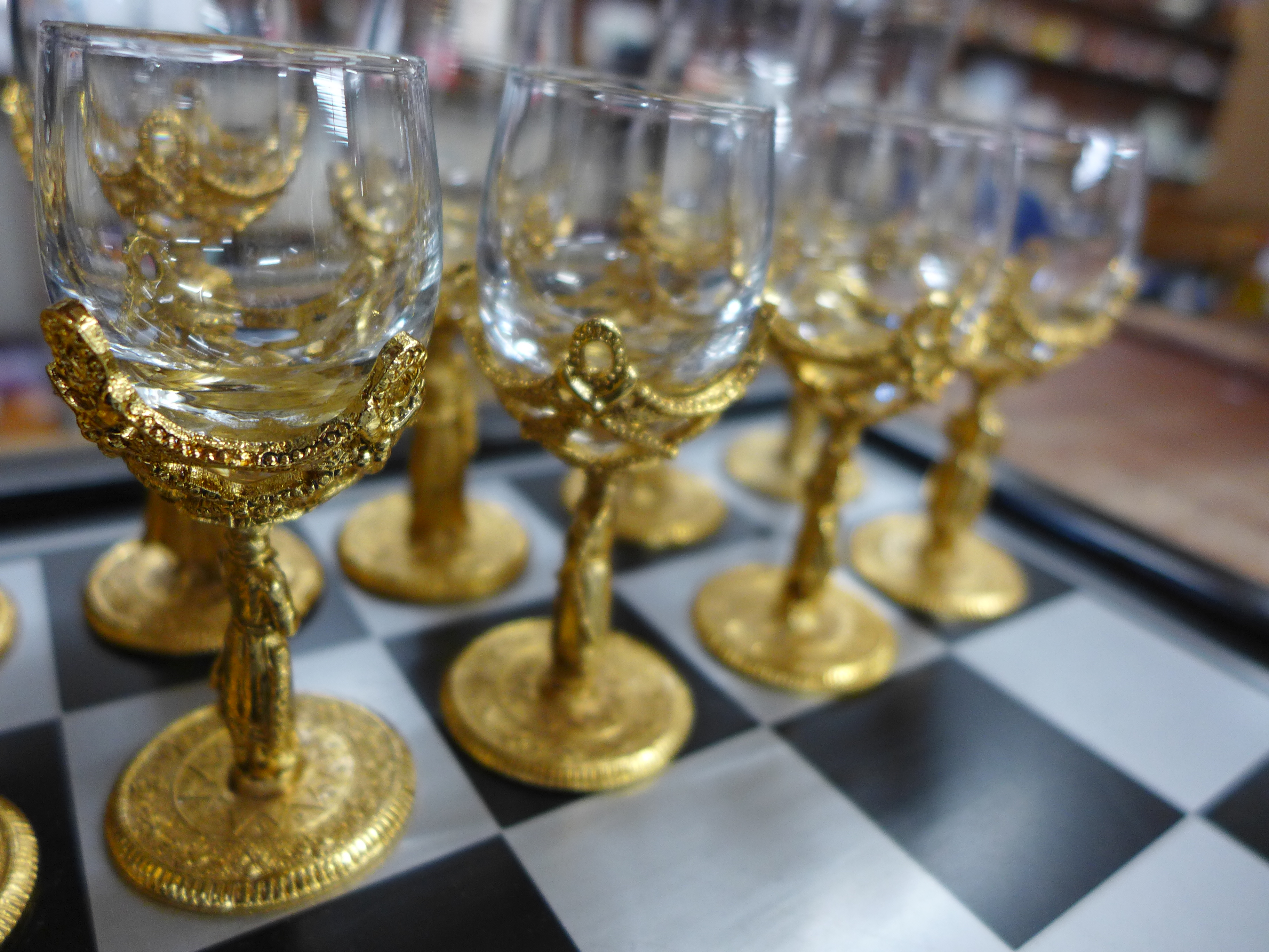 A drinking chess set, two glasses a/f - Image 3 of 3