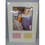 Carry On autographs; Sid James and Hattie Jacques signed display