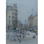 Charles James Lauder (1841-1920), Piccadilly Circus, London, watercolour, framed