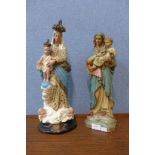 Two early 20th Century French painted plaster ecclesiastical figures