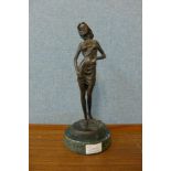 An Art Deco style bronze figure of a lady in nightdress