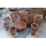 Assorted terracotta glazed plant pots