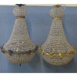 A pair of similar French Empire style bag shaped chandeliers