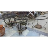 Nine vintage wrought steel flower baskets