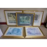 Five Sir William Russell Flint prints, all framed