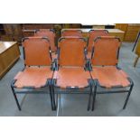 A set of Les Arc style black tubular steel and leather chairs